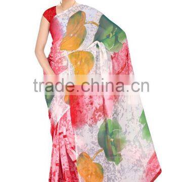 Flower Printed Designer Glamour Saree in Big Print Design photo-2