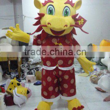 Yellow Dragon Mascot Costume For China Spring Festival