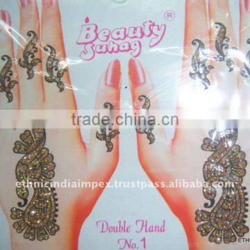 JEWEL HAND pair glitter BODY TATTOO BINDI STICKER Instant henna , PAYPAL