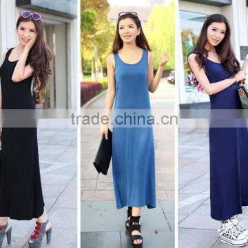 New Fashion 2015 Women dress vest simple long dress Women Sexy Long dress