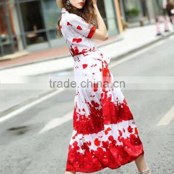 Maxnegio Elegant Maxi Long Sleeve Floral Print Dresses for Beach Dress photo-2
