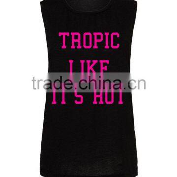 Soft Lightweight Womens Muscle Tank Grey/Black Deep Cut Workout Shirts OEM Running Top Gym Clothing photo-4