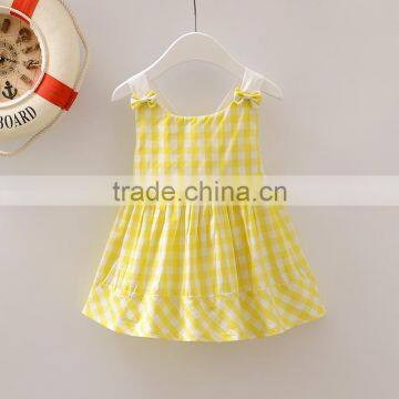 Boutique Summer Toddler Girls Dress Yellow Gingham Kids Ruffle Sleeve Design Birthday Party Dress photo-4