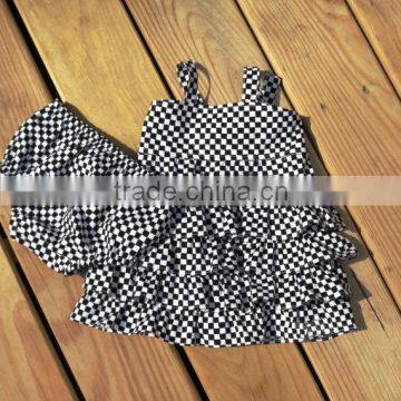 Latest Newborn Baby Clothes Outfits Baby Girls Summer Gingham Ruffle Dresses With Underwear Set Clothes Outfits