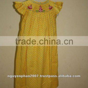 Yellow Smocked Baby Girls Bishop Dress