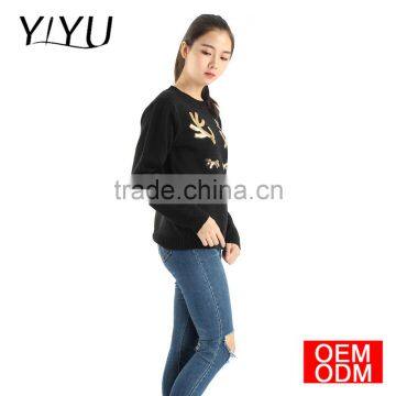 Christmas Jumper Sweater American Style Women Glitter Reindeer Party Knit Sweater photo-5