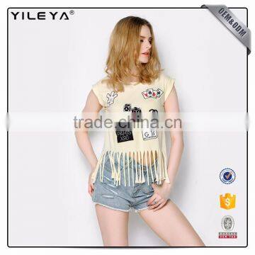 Fashion Tassel Pattern Printing 100% Cotton Tank Top photo-2