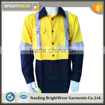 Hi Vis yellow 3M reflective tape safety shirt with contrast color