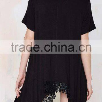 Women's Swallow Tail Hem Asymmetric Middle-long t Shirt photo-3