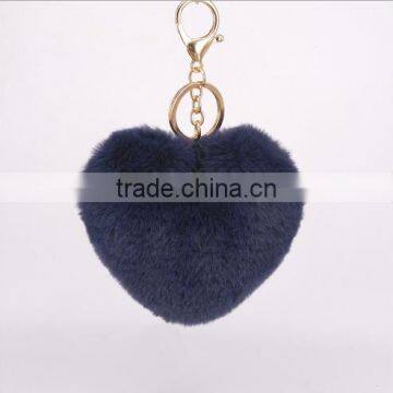2017 New Imitation Rabbit Fur Heart-shaped Pendant Fashion Fur Hair Ball Bag Key Chain Phone Accessories Ornaments photo-4