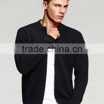 2017 Popular Black no Patten Simple Cool Men's Cardigan Sweater With Zipper photo-2