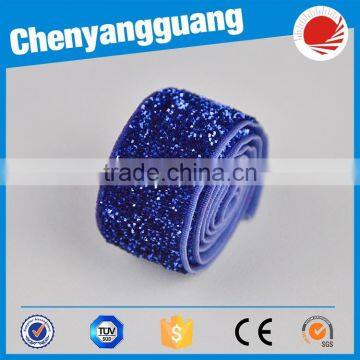 Best Price Glitter Velvet Back Plain Hair Tie Nylon Wholesale Fold Over Elastic photo-3