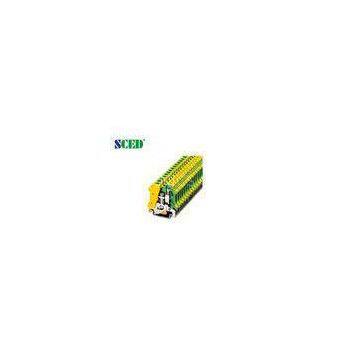 Yellow & Green 8.2mm Width Din Rail Terminal Blocks With Single Deck
