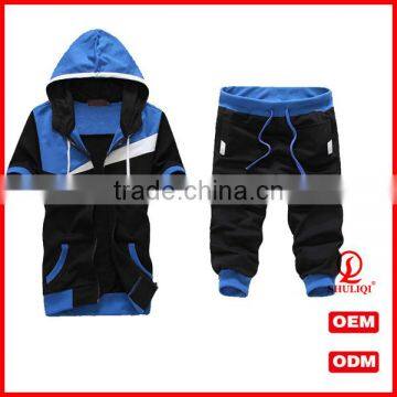 hoodies men Zipper Short sleeve hoodie Coats Middle Pants sport Suit custom design