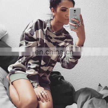 Europe And America Round Collar Long Sleeve Camouflage One-Piece Dress Sweater