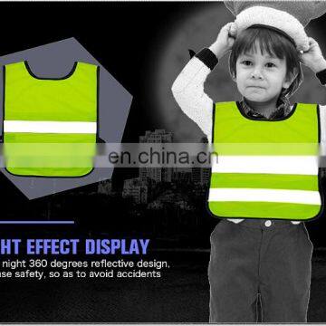 Reflective Vest Knitting Polyester Fabric Kids Reflective Safety Vest Children High Visibility Security