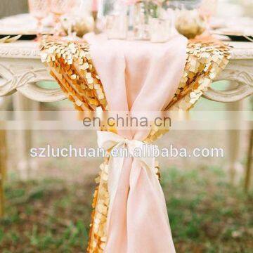 New Arrival Gold Sequins Wedding Chiffon Table Runner