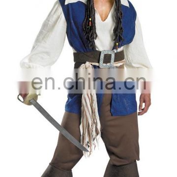 Pirate costume Caribbean Captain Jack Sparrow Adult Costume funny carnival costumes halloween Costume AGM2033