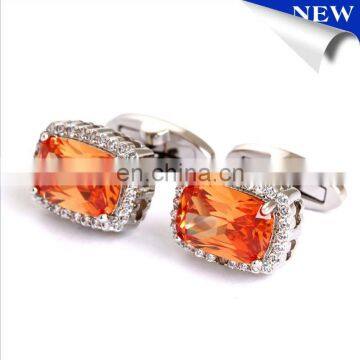 New Elegant orange Crystal Cufflinks For Men's Accessories