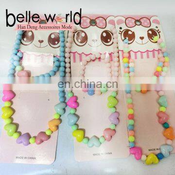 Custom Design Heart Shape bead kids bracelet and necklace Sets