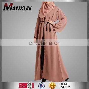 Islamic Clothing Wholesale Long Sleeve Cardigan Latest Women Design Muslim Overcoat Malaysia Dusty Pink Open Front Kimono