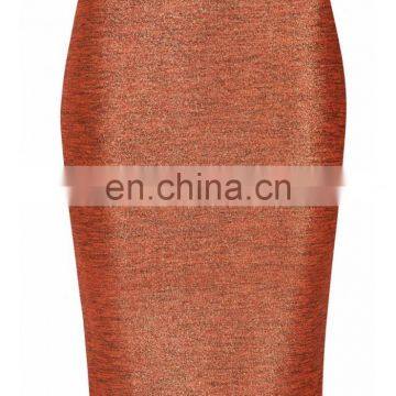 Rust Lurex Midi Skirt