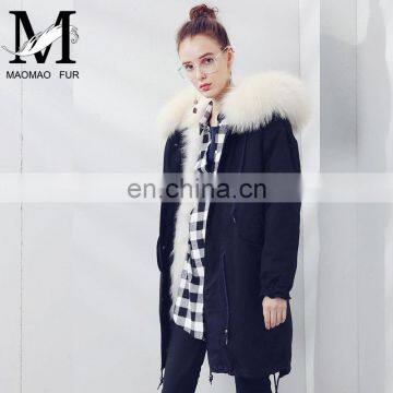 New Winter Design Genuine Raccoon Fur Collar Coat Women and Real Fox Fur Parka photo-4