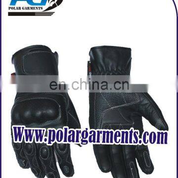 Short Cuff Perforated Leather Motorcycle Gloves