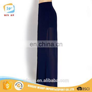 Ladies Casual Pleated be Seen Layered Wide Leg Loose Cheap Chiffon Palazzo Pants photo-2