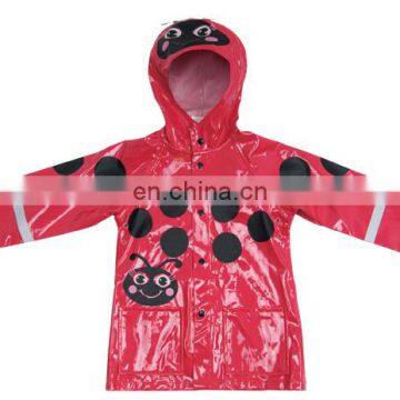 Fashion Waterproof Hooded PU Kids Children Rainjacket