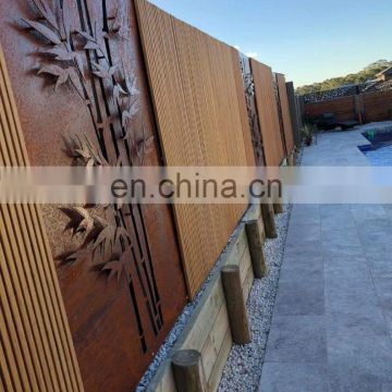 Decorative corten steel garden screen