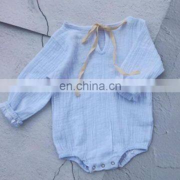 Wholesale Soft Cotton Full Sleeve Baby Girls Boys Linen Romper