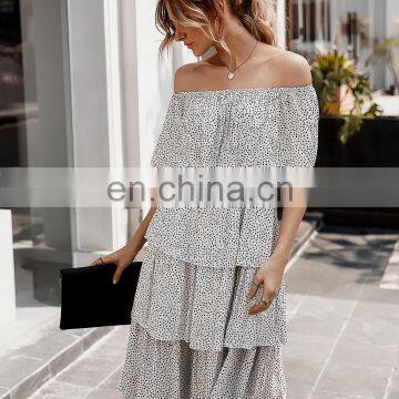 2020 New Arrivals Lady Off Shoulder Casual Sleeveless Dresses Women Cotton Cake Summer Dress photo-2