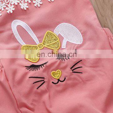 Easter Toddler Girl Romper Baby Embroidery Rabbit Design Jumpsuit Summer Sleeveless Cloth photo-6