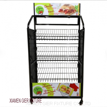 Metal Mesh Basket Shelf Bakery Removable Tiered Bread Wire Display Rack