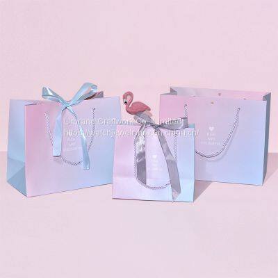 Ins hot selling gradually layer gift bag colorful spot bag paper bag custom packing bag Candy Bag