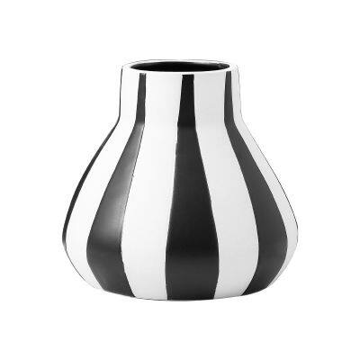 Classics White And Black Stripe Large Simole Style Ceramic Vase, Hotel And Living Room Decoration