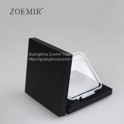 Mini Elegant Black Square Empty Compact Powder Case For Makeup