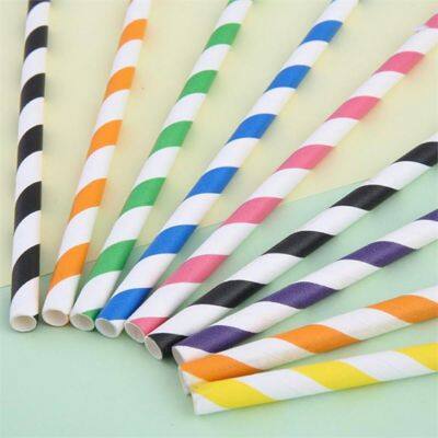 Recyclable Paper Straws With Thin Colored Stripes photo-2