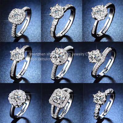 Wholesale Moissanite Ring 0.5CT 1CT 2CT 3CT VVS Lab Diamond Fine Jewelry for Women Wedding Party Anniversary Gift Real 925 Sterling Silver