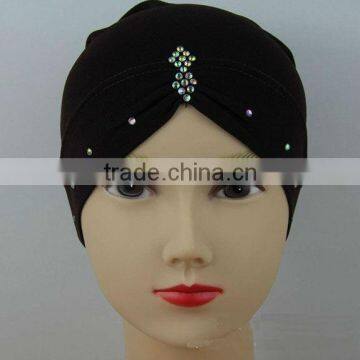 U078 fashion Turban ITY big crystal lining muslim cap