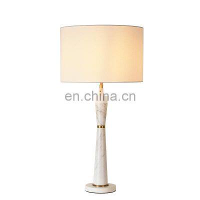 Slim metal luxury copper table lights marble side table lamps for bedroom