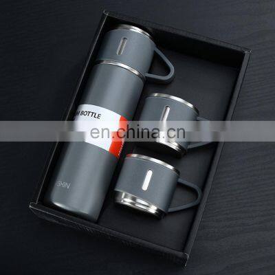 Luxury High Quality Powder, Coating Stainless Steel Vacuum Insulated Tea Coffee Thermos With Cups For Business Gift/