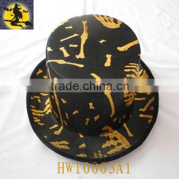 Black Bowler Hat with Gilding for Halloween Party