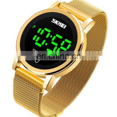 skmei 1668 gold led digital watches stainless steel watch for men and women