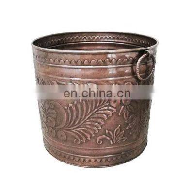 Latest Design Hand Carving Large Metal Flower Pot Planter Antique Bronze Plated Outdoor Decoration Flower Planter