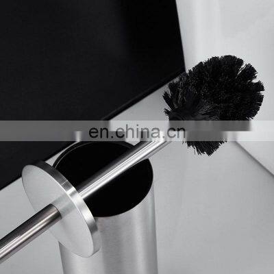 Black Luxury Bathroom Large Cheap Eco Friendly Modern Hotel Designer Clean Round Stainless Steel Toilet Brush photo-3