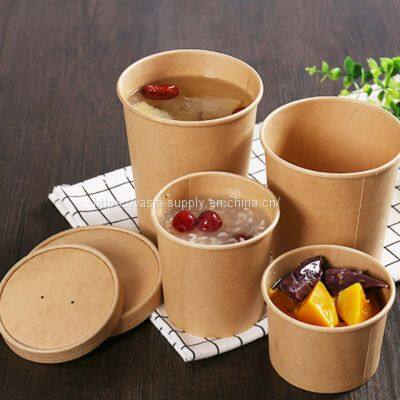 Disposable paper cups 8oz Brown Kraft Soup Cup with PLA Coated China supplier
