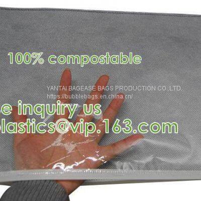 Compostable Metallic Glossy Holographic Private Label Bubble Mailing Bag, Zip Slider Clear Glitter Bubble Pouch Bag photo-2