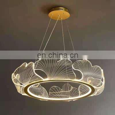 Northern European Acrylic Leaf Chandelier New Design Ceiling Gold Pendant Lamp